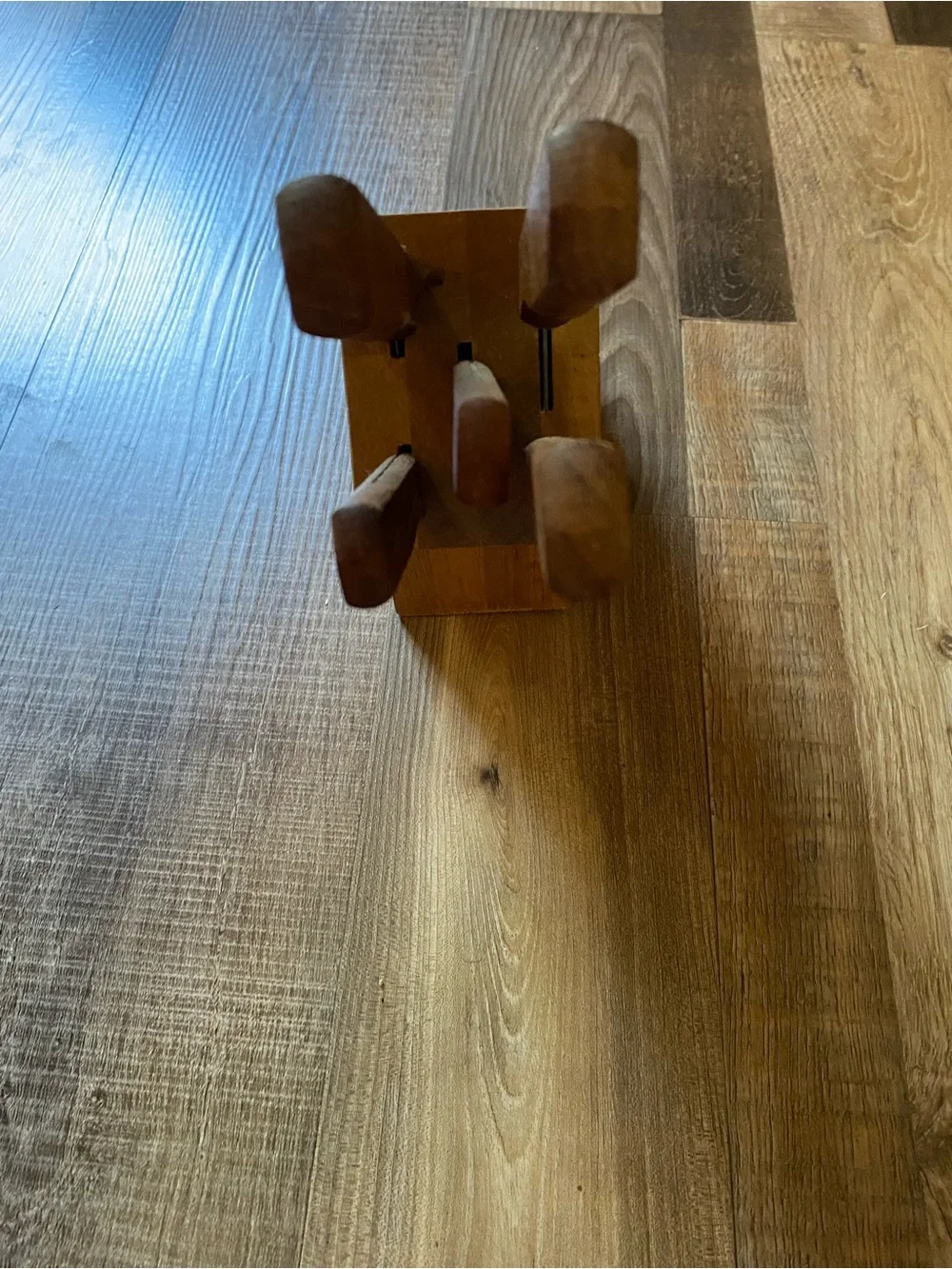 Wooden Knife Block with 5 Wooden-Handled Knives - Natural Brown